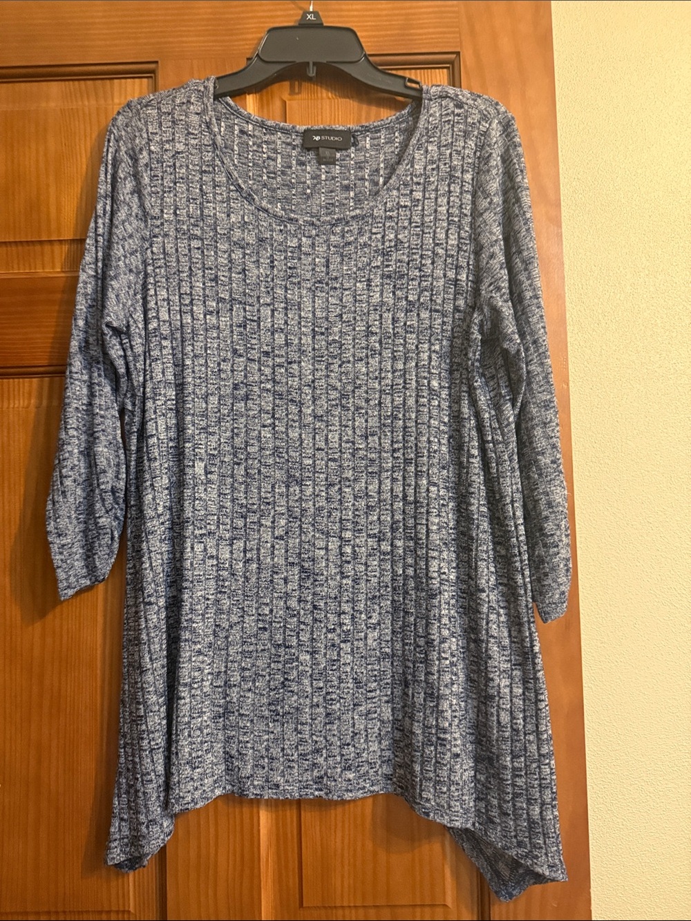 AB Studio Blue Marled Ribbed Swing Tunic size XL